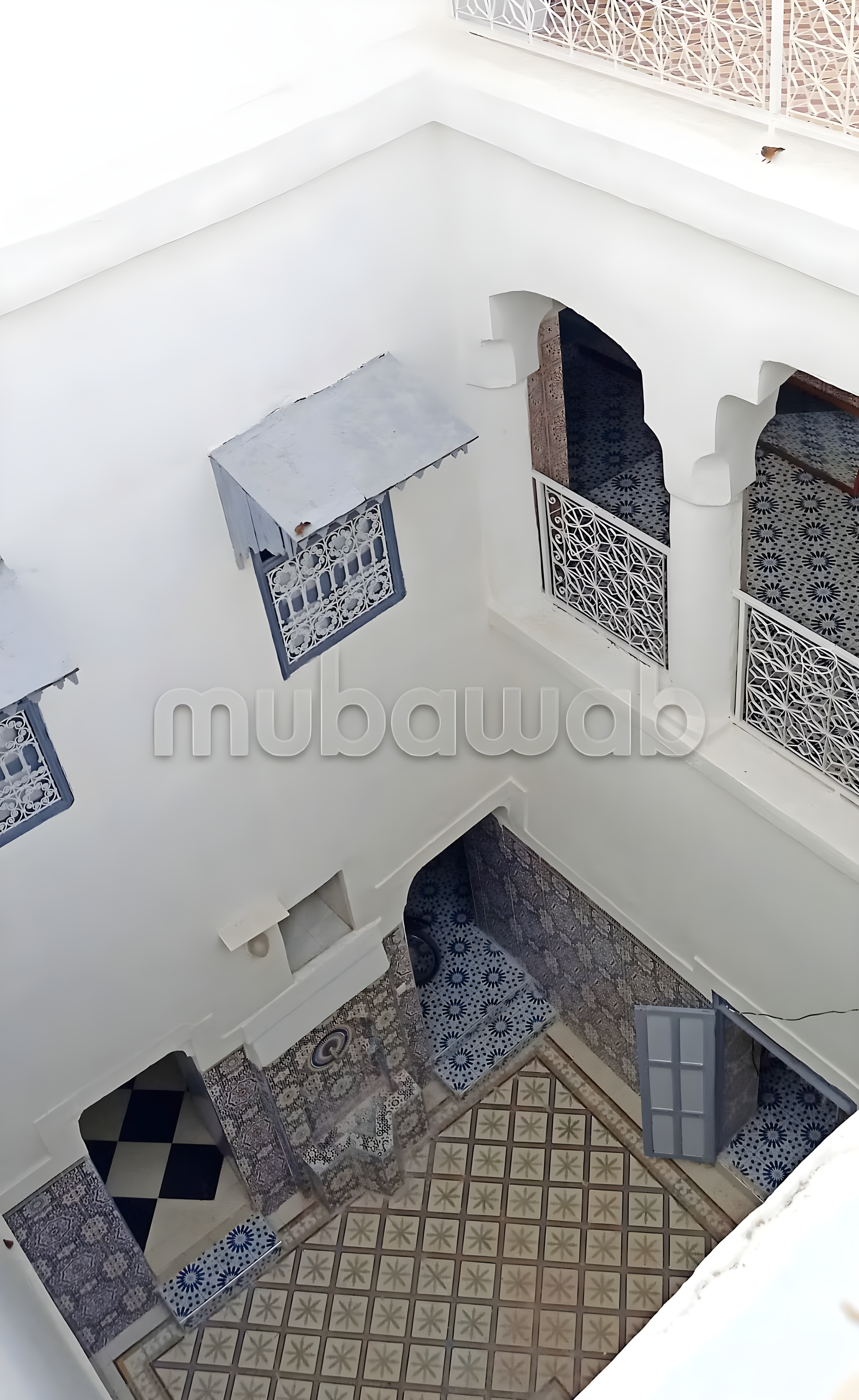 Traditional Moroccan courtyard in an Assouel guesthouse.