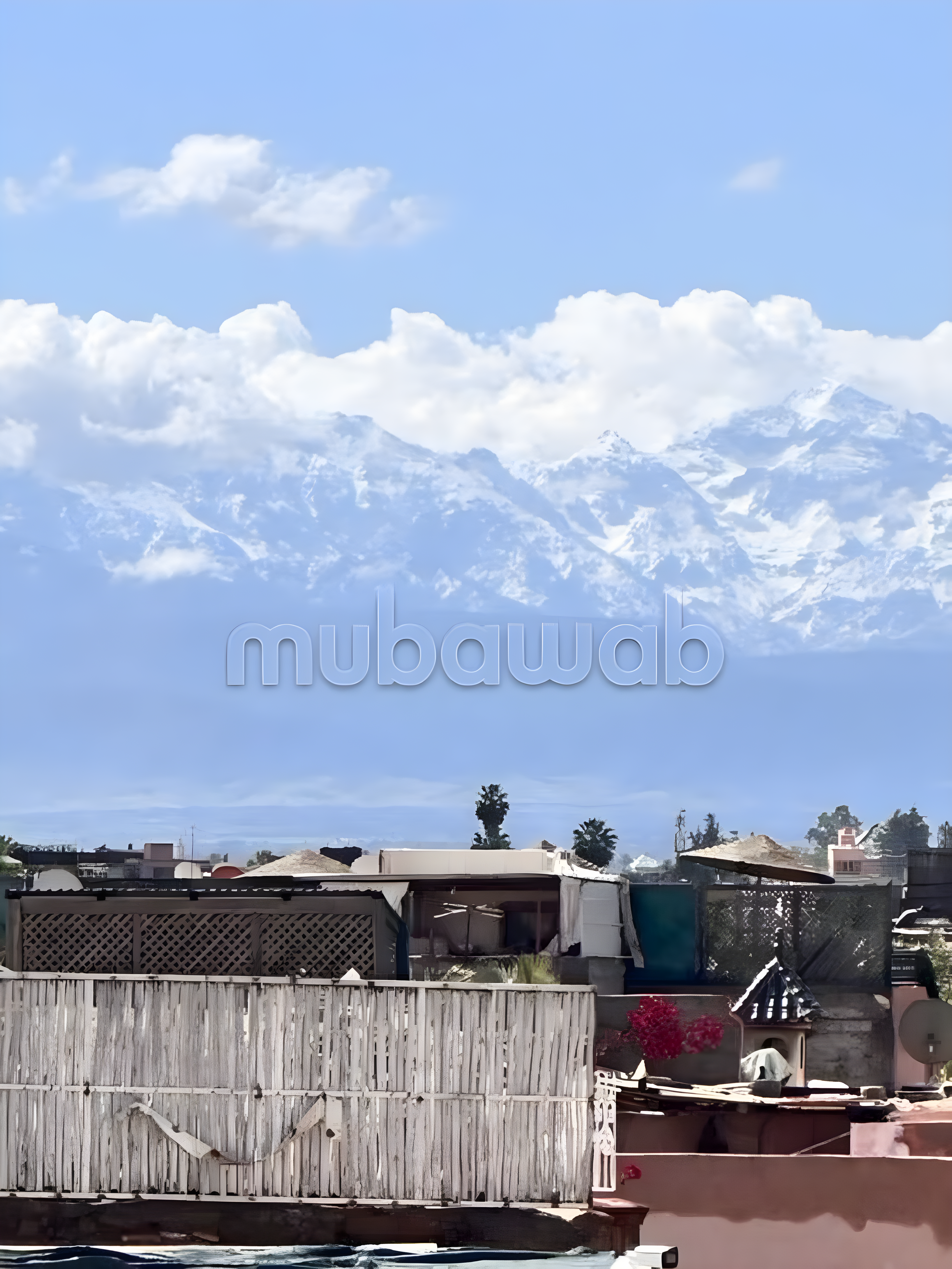 Rooftop seating area with mountain views in Kaat Ben Nahid, Marrakech.